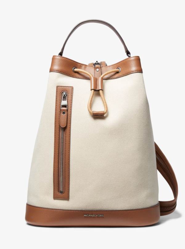 Damske Prenosná Taška Michael Kors Hudson Two-Tone Canvas Béžové - Kabelky Michael Kors Nejlevnejsi | CHYRQ-3251